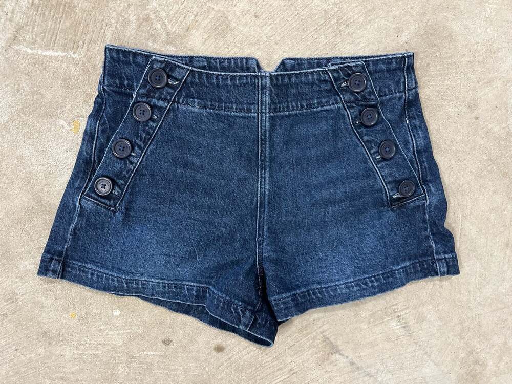 American Eagle Mom Short Sailor button Denim Dark Wash Shorts Size 6